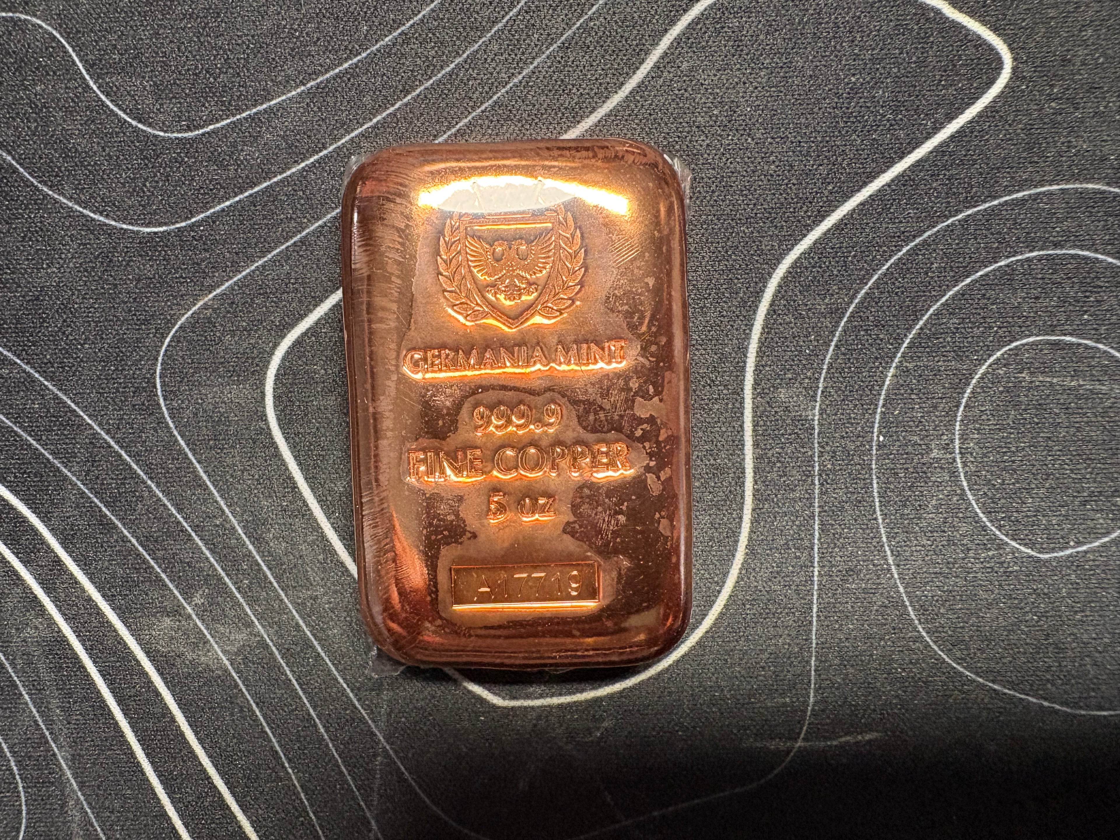 5oz Germania Mint Cast Poured Copper Bar
