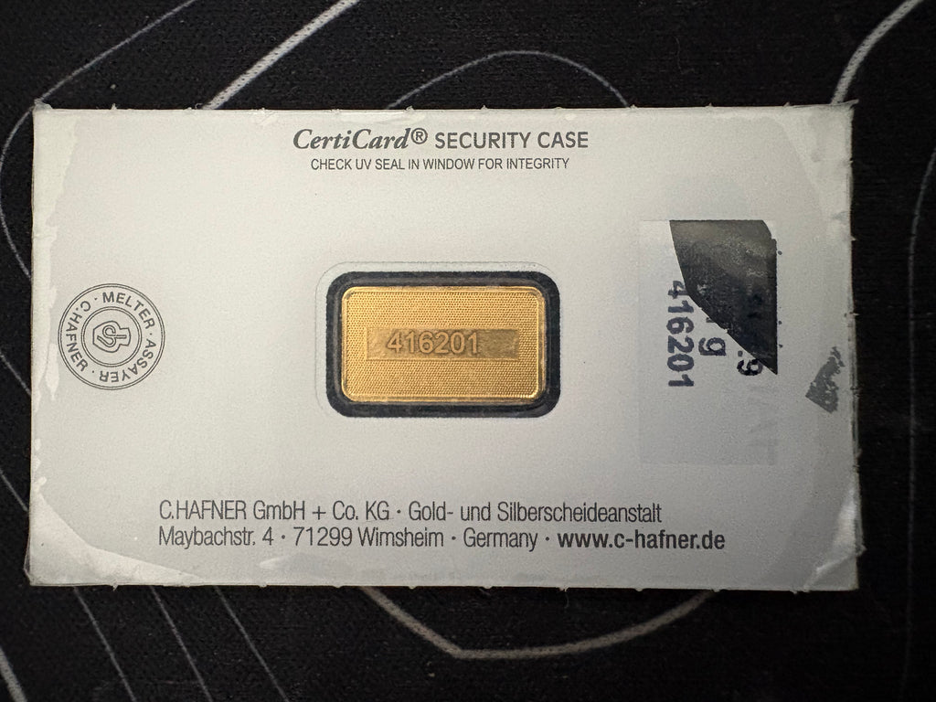1g C. Hafner .999 Fine Gold Bar