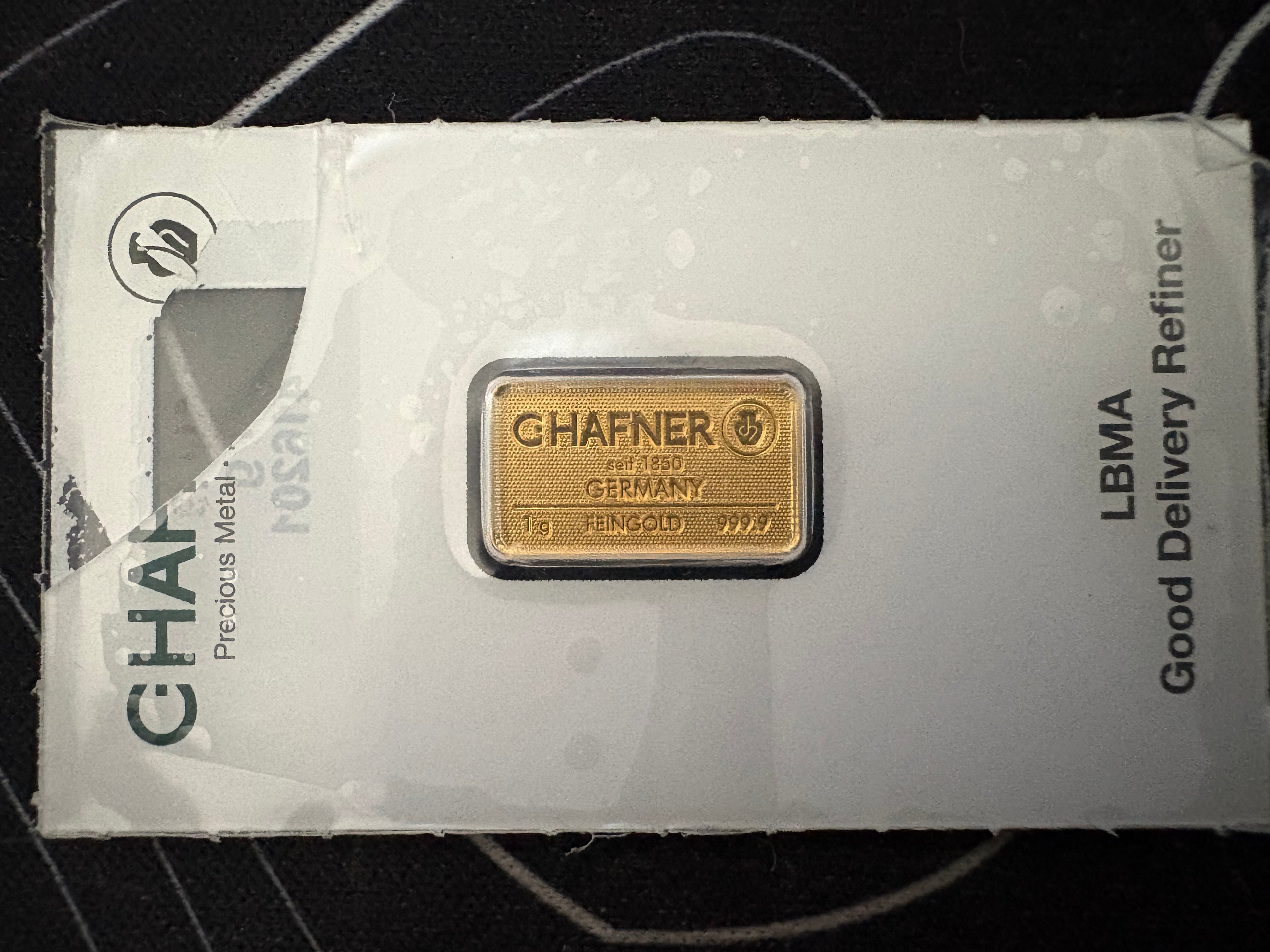 1g C. Hafner .999 Fine Gold Bar