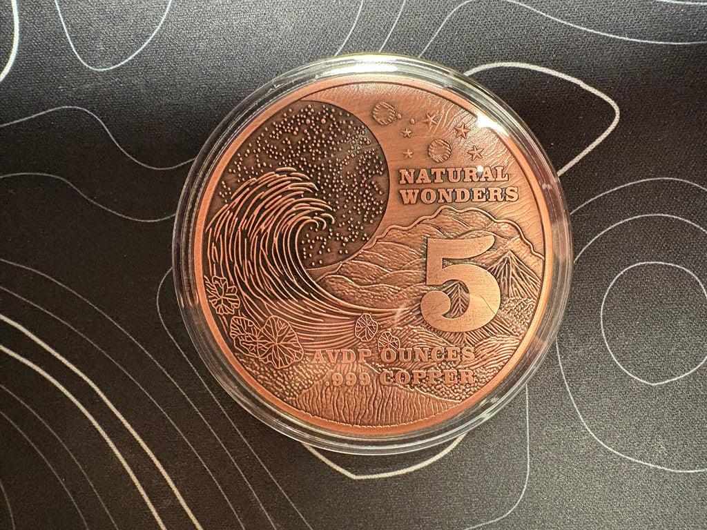 5 ADVP oz Copper Round | Natural Wonders of the World "Amazon Rainforest" | Gems Bullion