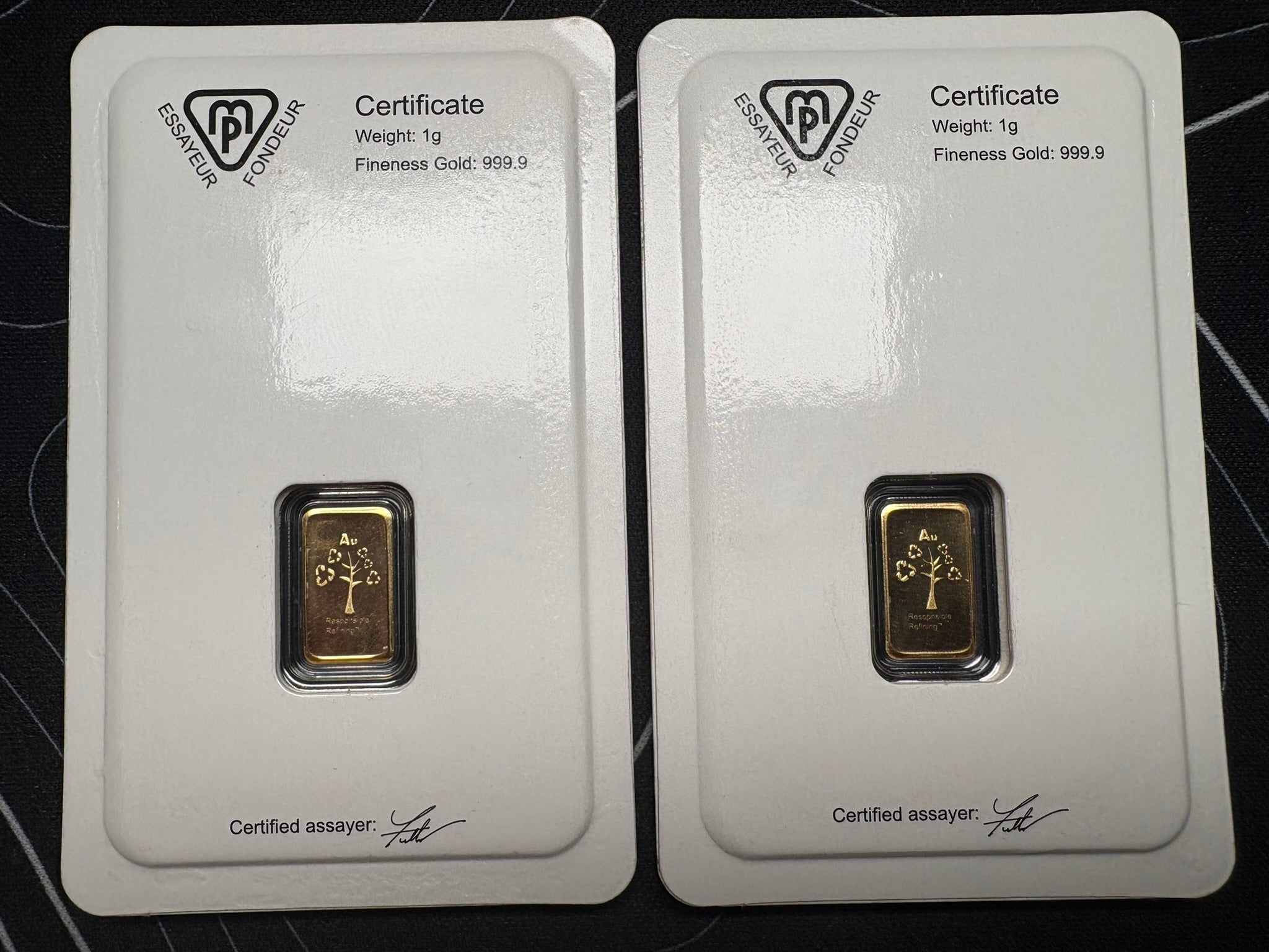 Metalor 999.9 24 karrot Fine Gold Bar 1 gram Sealed in Assay with Certificate | Gems Bullion