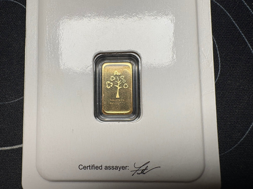Metalor 999.9 24 karrot Fine Gold Bar 1 gram Sealed in Assay with Certificate | Gems Bullion