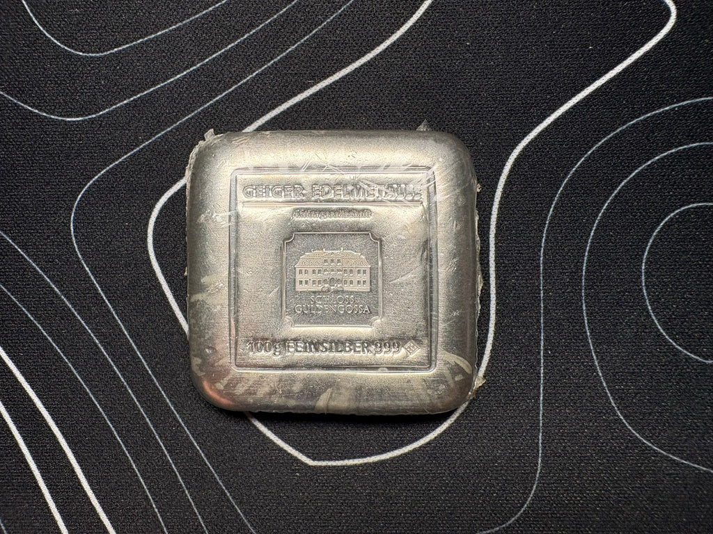 Geiger Edelmetalle – 100g Castelo Güldengossa .999 Fine Cast Silver Bar | Gems Bullion