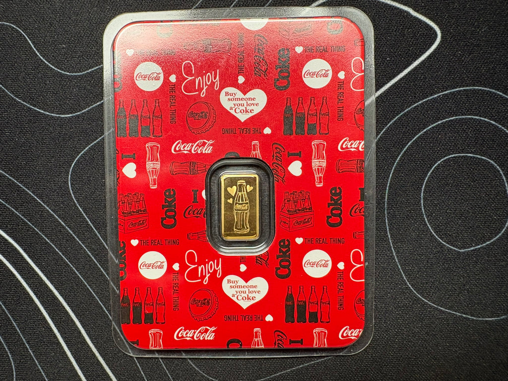 Coca-Cola Valentine's Love Heart Bar 2025 0.5g Gold PAMP Suisse | Gems Bullion