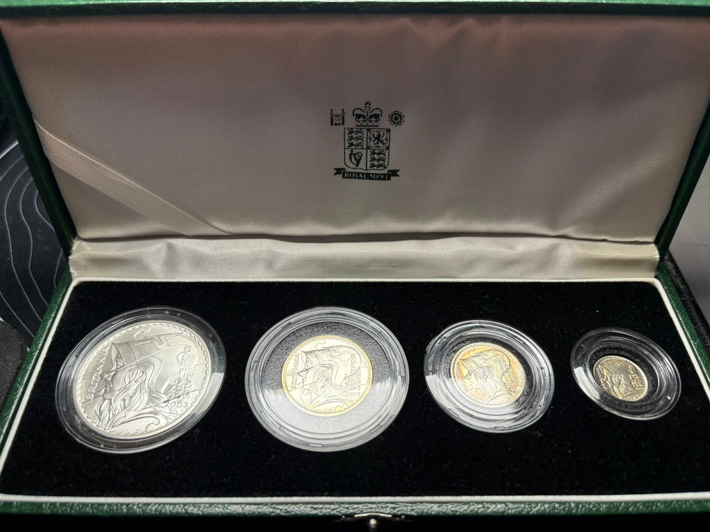 2003 Britannia .958 Fine Silver Proof 4x Coin Set Boxed & COA United Kingdom