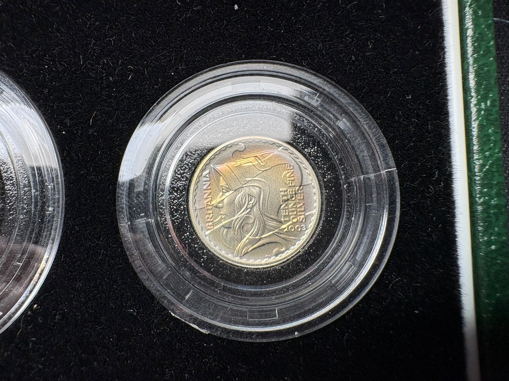 2003 Britannia .958 Fine Silver Proof 4x Coin Set Boxed & COA United Kingdom