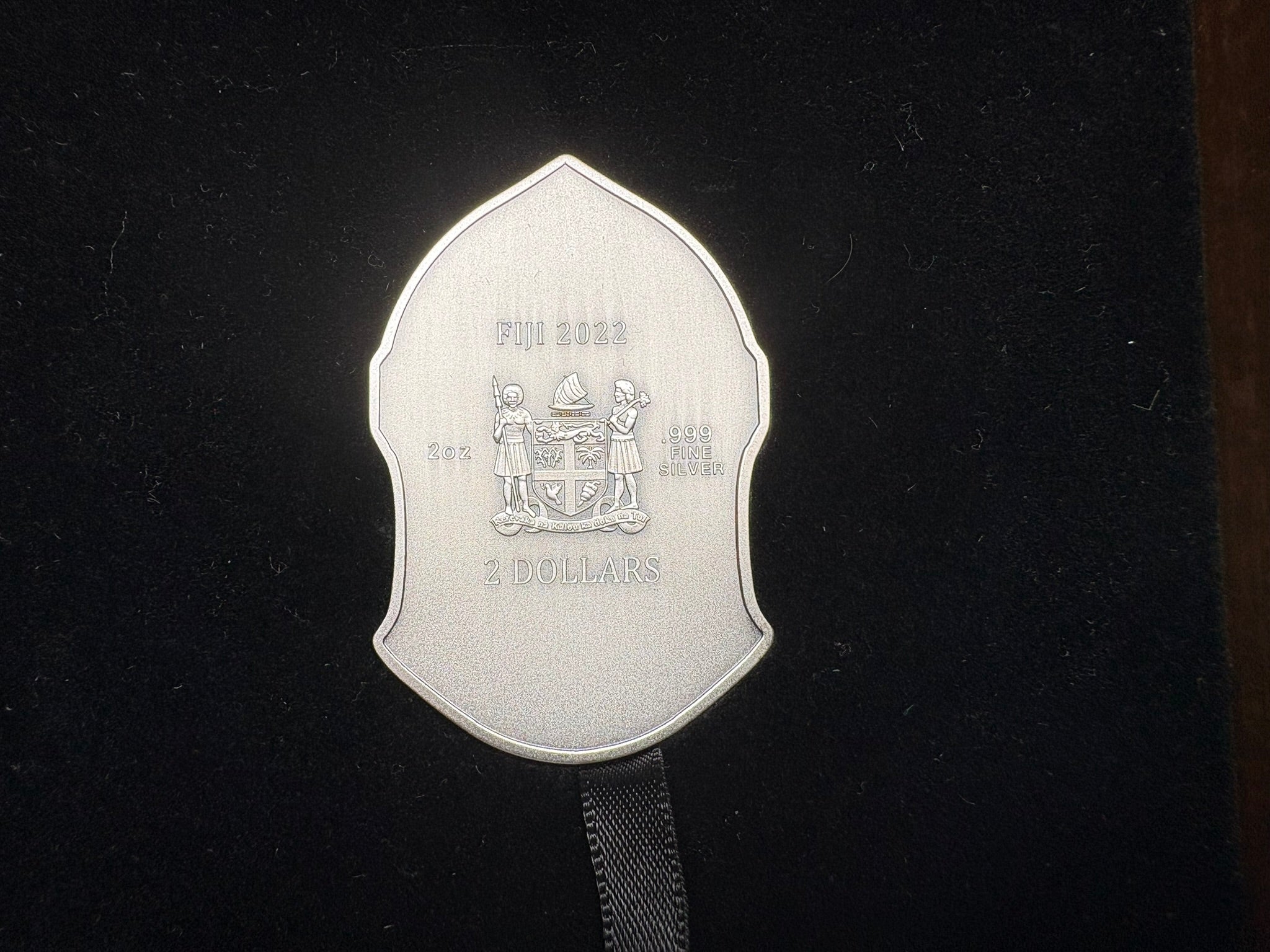 CRUSADER KNIGHT HELMET Ancient Warriors 2 Oz Silver 999 Coin 2$ Fiji 2022