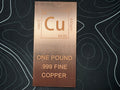 1lb 16oz .999 Fine Copper Bar Elemental Styled Bullion Ingot