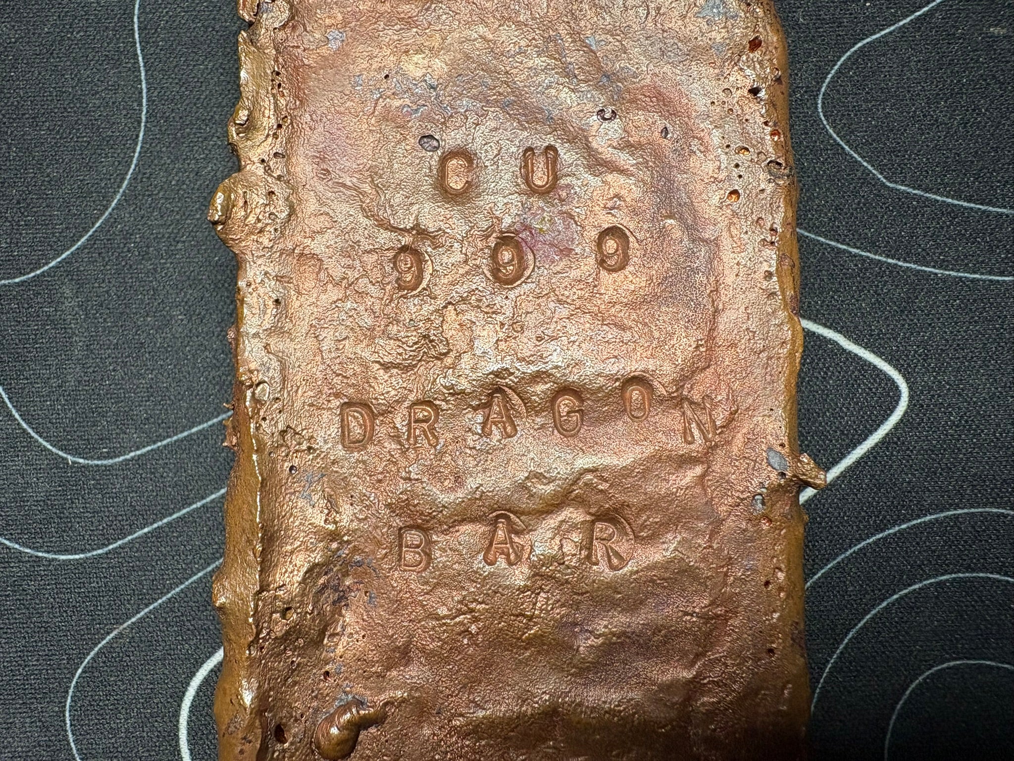 849g .999 Fine Copper “Dragon Bar” Bullion Ingot