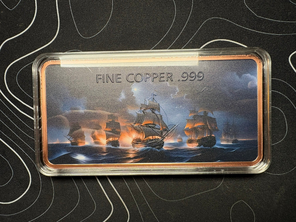 10oz Colourised Pirates Of The Sea .999 Fine Copper Bullion Bar