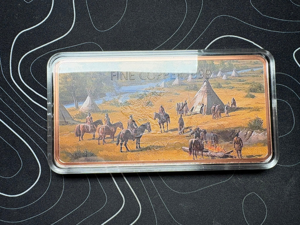 10oz Colourised American Buffalo .999 Fine Copper Bullion Bar Ingot