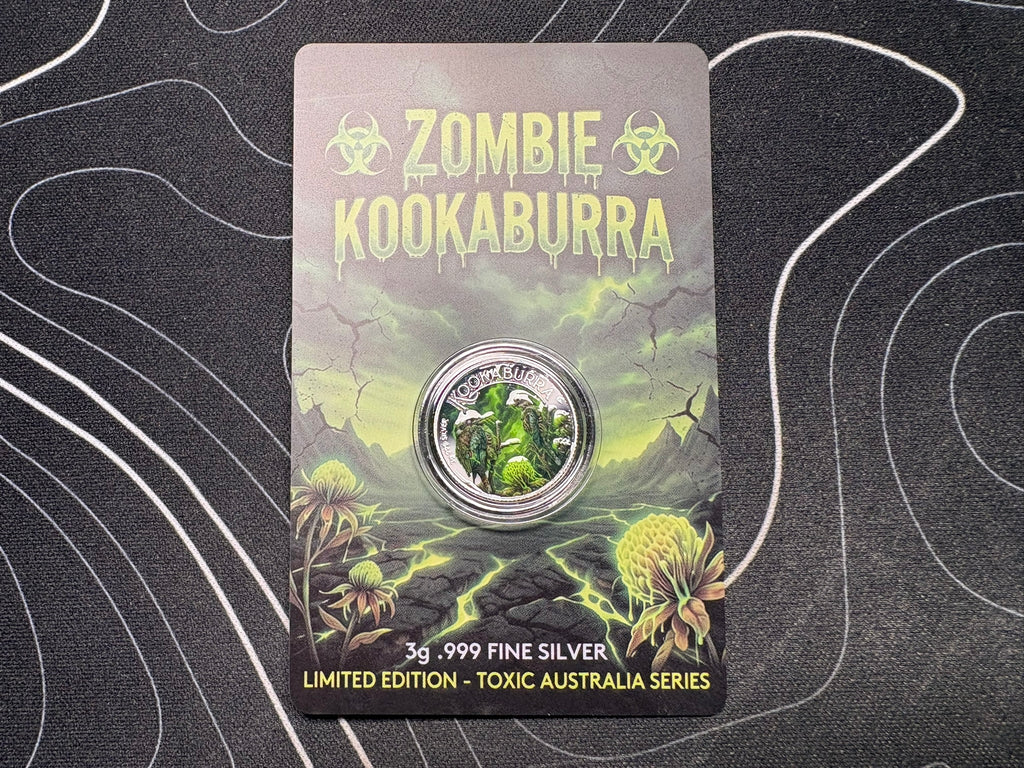 2026 Zombie Kookaburra Edition 3g .999 Colorized Silver art medal in card