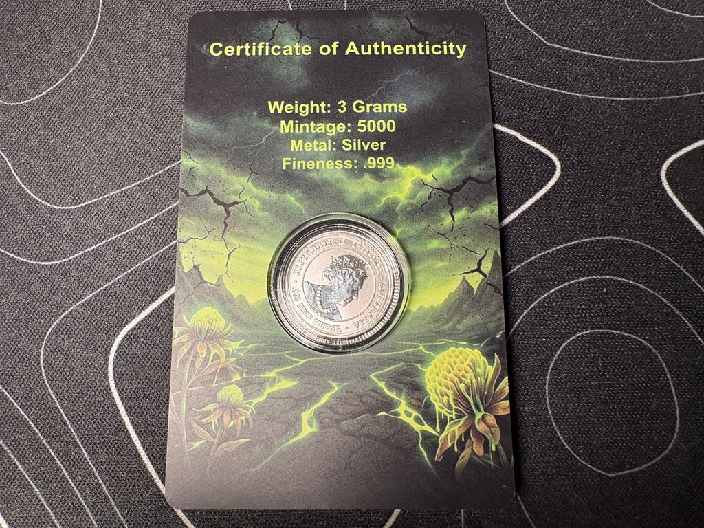 2026 Zombie Kookaburra Edition 3g .999 Colorized Silver art medal in card