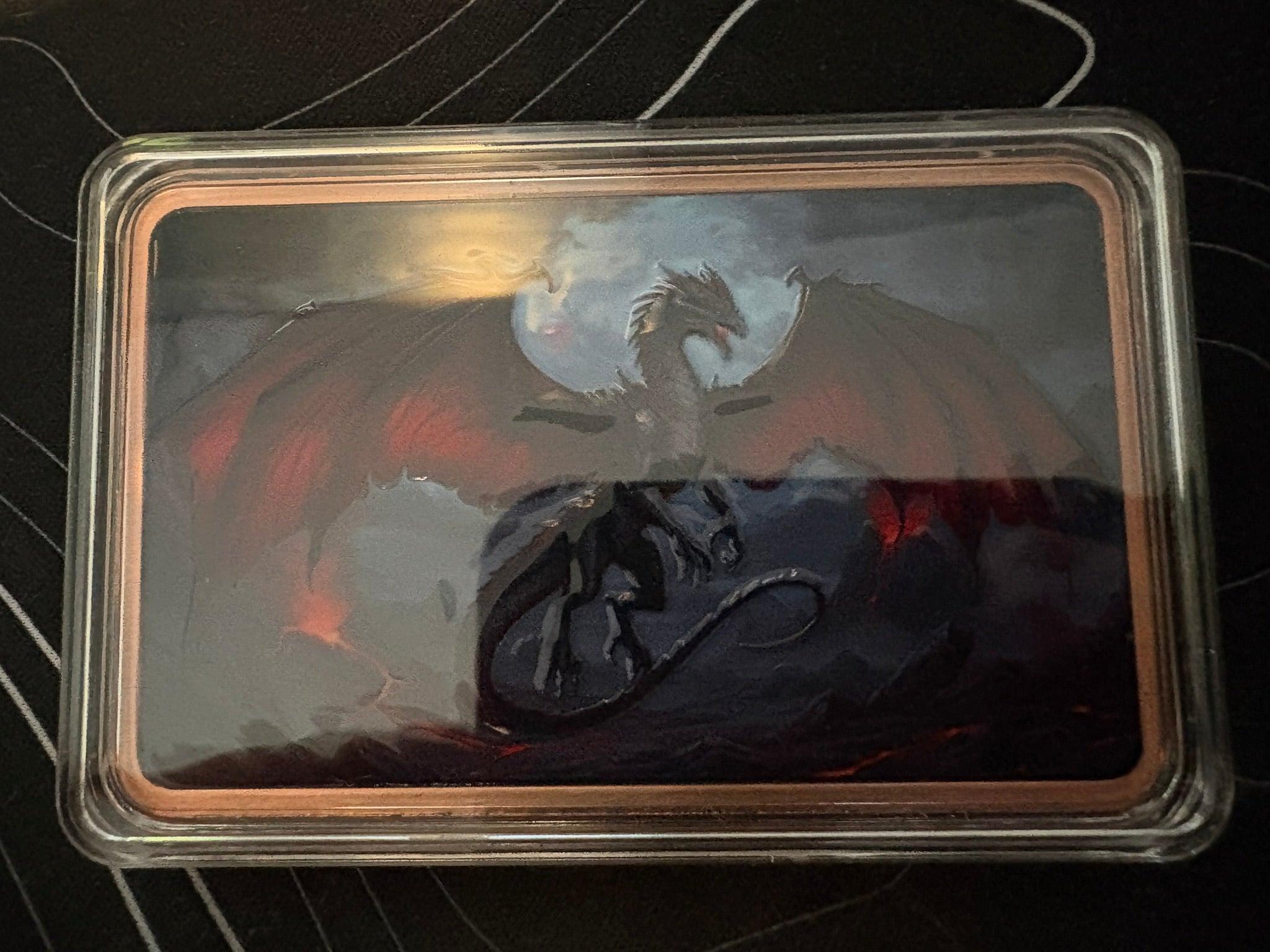 5oz AVDP .999 Flying Dragon Colorized Copper Bar in Capsule